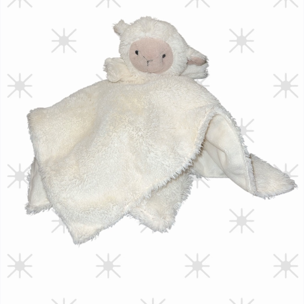 Elegant Baby Crème Lamb Lovey Security Blanket Tan Face Shaggy 14”
